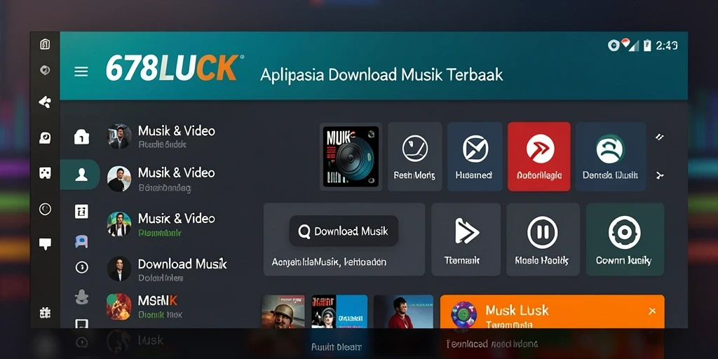 Antarmuka aplikasi 678LUCK untuk download musik yang sederhana.