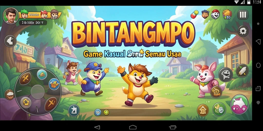 Screenshot utama BINTANGMPO menampilkan gameplay yang seru dan penuh warna.