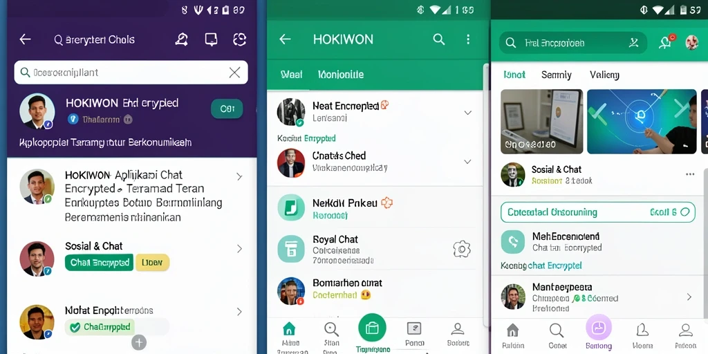 Antarmuka HOKIWON menampilkan fitur Chat Encrypted yang canggih.