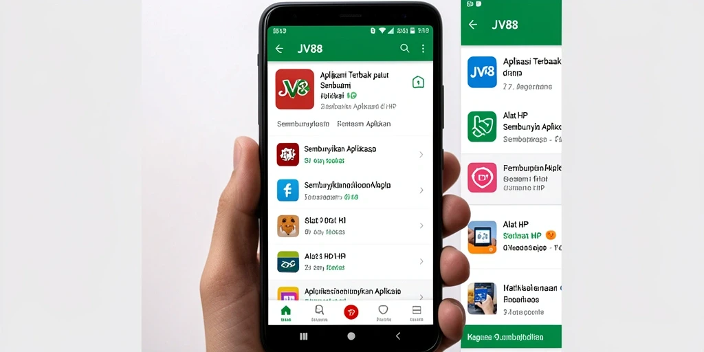Antarmuka JV88 yang menampilkan opsi sembunyikan aplikasi.